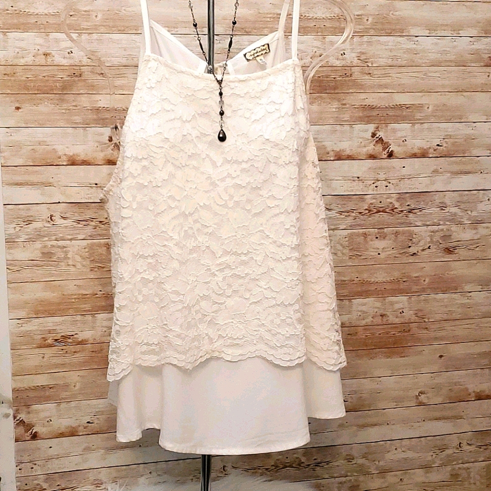 Brand new 2 layer dressy sheer & lace tank